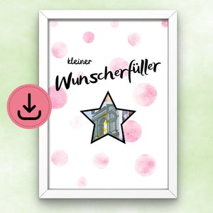 Klein wensvervuller-geldcadeau om direct af te drukken last-minute cadeau DIY digitale download weggeefbankbiljetten DIN A5