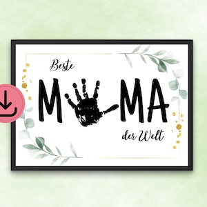 Imagen de la huella de la mano de la mejor mamá del mundo - Regalo del niño/bebé - Día de la madre - Cumpleaños - Recuerdo amoroso - DIN A4 - Descarga digital