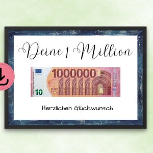 Your first million cash gift - to print directly - last minute gift - give away a million - DIY - digital download - DIN A4