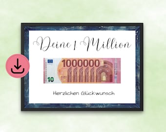 Je eerste cadeau van een miljoen geld - om direct af te drukken - last-minute cadeau - een miljoen weggeven - DIY - digitale download - DIN A4