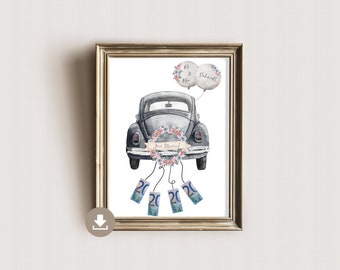 Personalized wedding cash gift, wedding car, DIY cash gift idea, wedding cash gifts, digital PDF download