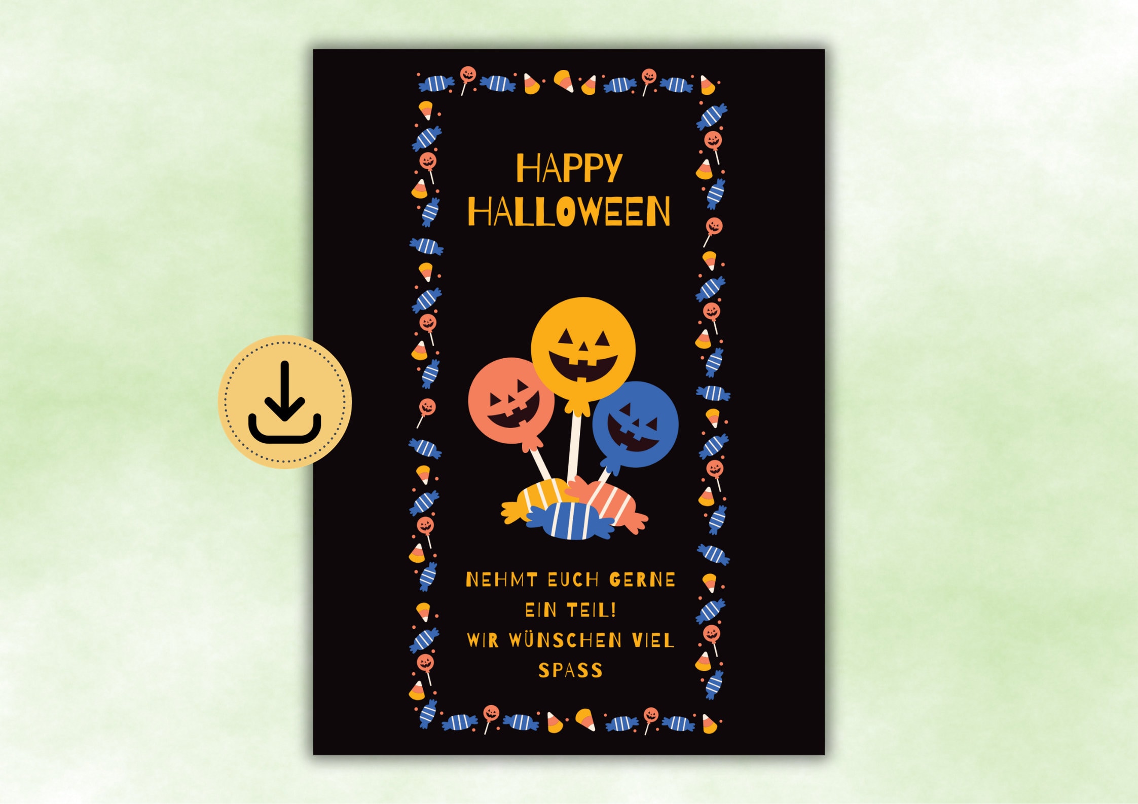 Halloween Schild, Süßes vor der Tür, Ein Teil pro Person