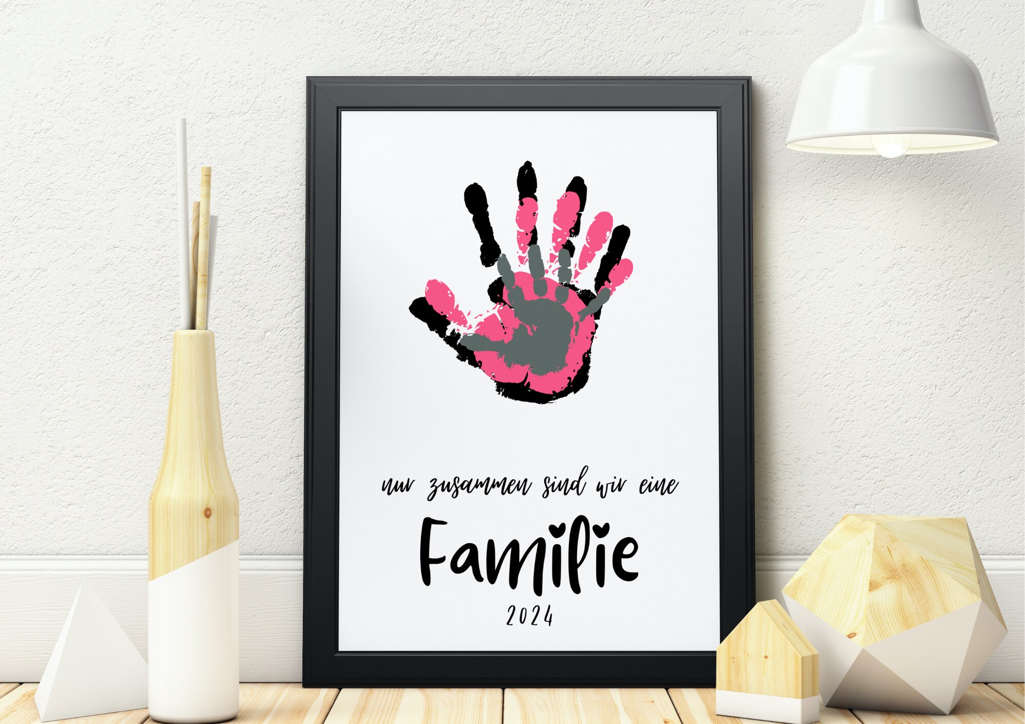 Handabdruck Bild Familie Familienposter 2024 Baby Andenken Erinnerung