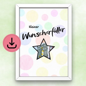 Klein wensvervuller-geldcadeau om direct af te drukken last-minute cadeau DIY digitale download weggeefbankbiljetten DIN A5