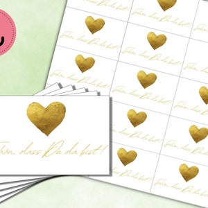 Bello che tu sia qui ciondolo a forma di cuore in oro da stampare DIN A4 20 ciondoli per pagina da scaricare