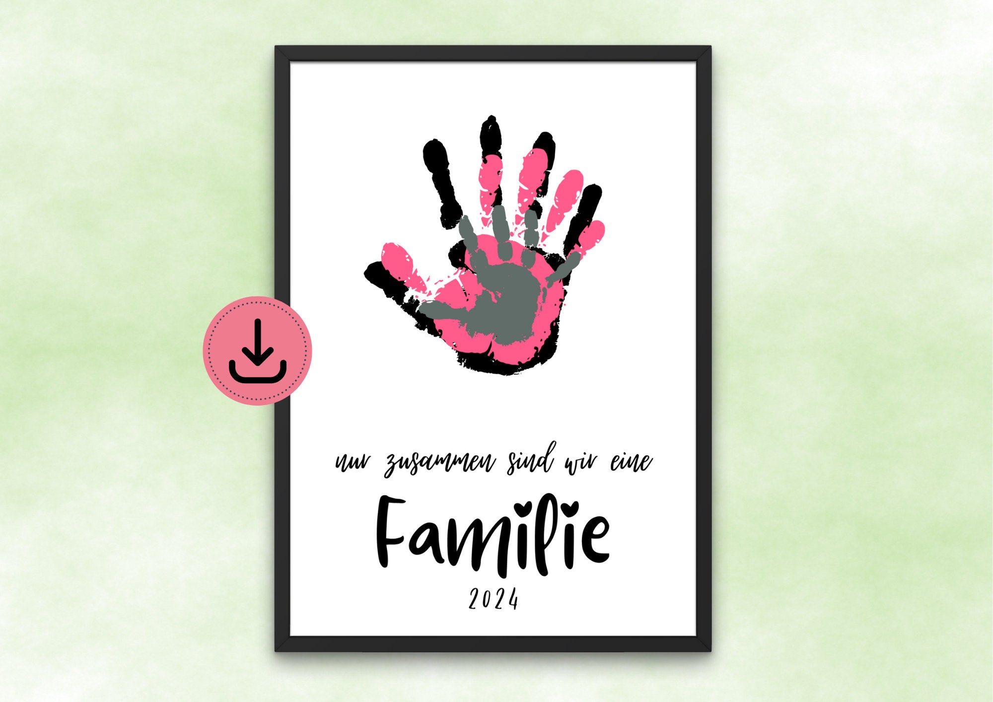 Handabdruck Bild Familie Familienposter 2024 Baby Andenken Erinnerung