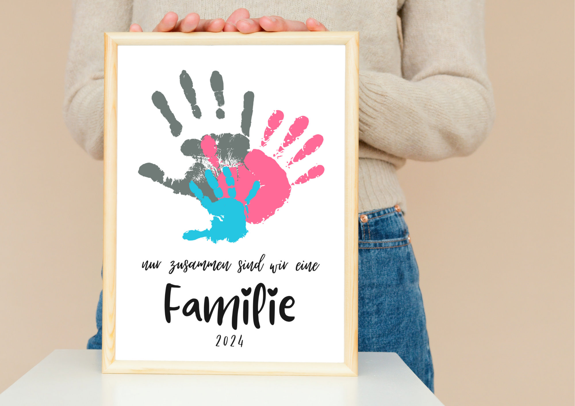 Handabdruck Bild Familie Familienposter 2024 Baby Andenken Erinnerung