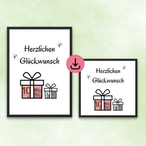 Geldgeschenk Herzlichen Glückwunsch - Geschenk zum direkt ausdrucken - last Minute Geschenke - DIY digital Download
