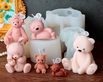 Molde de vela de silicona lindo oso, ositos, teddy, velas decoración, reutilizable, molde silicona, molde artesanal, fabricación diy
