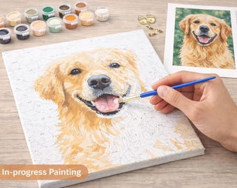 Custom Pet Paint by Numbers Kit, Personalized Dog or Cat Portrait (DIY)