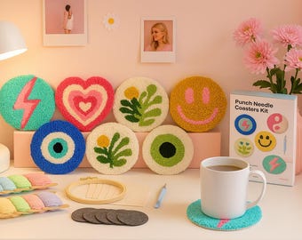 DIY Punch Needle Coaster Kit – 6 Designs, Beginner Craft Set - Etsy