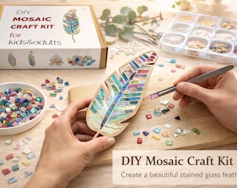 DIY Feather Mosaic Craft Kit – Stained Glass Style Art Project, Creative Handmade Decor, Relaxing Craft for Adults & Kids