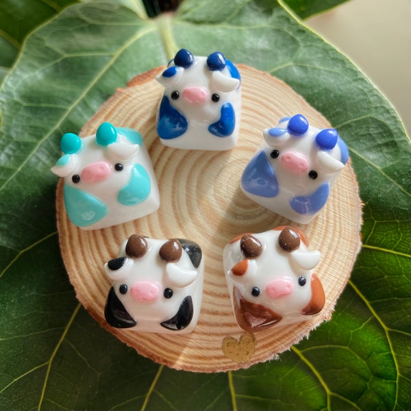 Cow keycap, artisan keycap, handmade keycaps