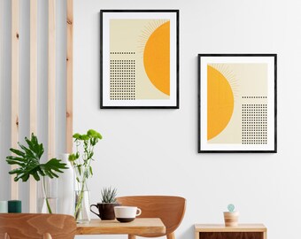Sunshine, abstract, set of two, black dots