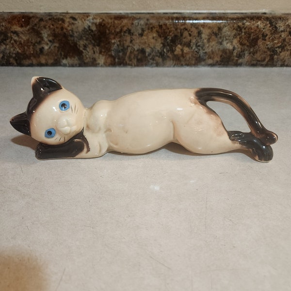 Siamese cat Vintage cutie with Blue eyes Retro lounging kitten