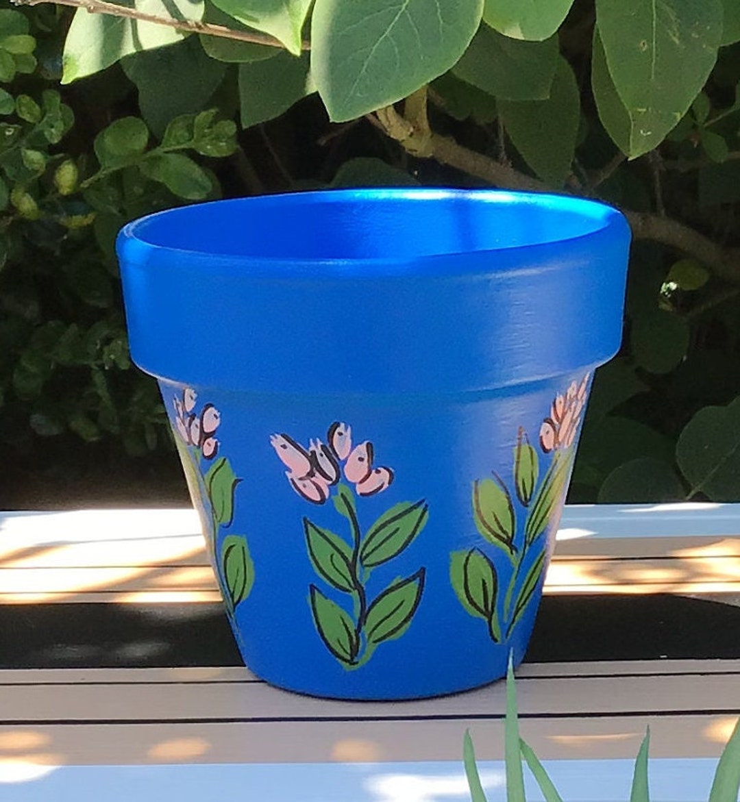 Flonal Pot 4 Inch Hand Painted Terracotta Pot | Floral Plant Pot | Simple Design ...