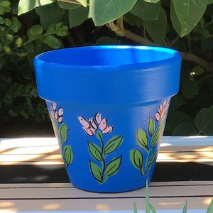 4 inch Hand Painted Terracotta Pot | Floral Plant Pot | Simple Design | Succulent Sized Pot | Indoor Painted Pot | Farmhouse Terracotta Pot