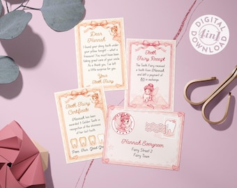 Editable Tooth Fairy Letter Kit for Girls: Tiny Letter, Receipt, Certificate, & Envelope | Printable Template