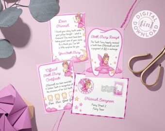 Editable Tooth Fairy Letter Kit for Girls: Tiny Letter, Receipt, Certificate, & Envelope | Printable Template