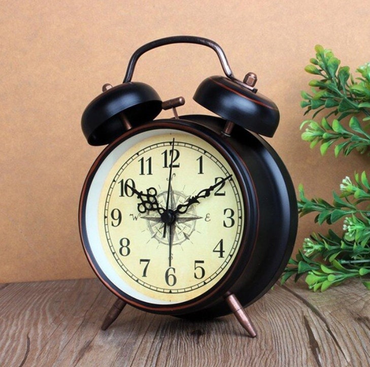 Retro Metal Bedside Alarm Clock Etsy UK