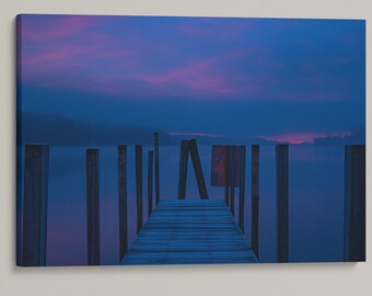 Lake Winnipesaukee Dock Wall Art: New England Lake House Landscape Photography Print