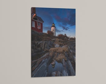 Pemaquid Point Lighthouse Canvas Print: Maine Coastal Landscape Photography Wall Art