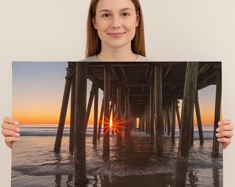 Old Orchard Beach Pier Wall Art: Maine Coastal Sunrise Landscape Photography Print