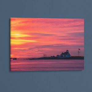 Pink Sunrise Wall Art, Maine Wall Decor, New England Landscape Photo, Large Wall Art for Beach House, Canvas Print, Metal Print, Photo Print