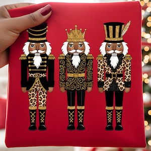 Leopard Black Nutcracker Christmas PNG, Preppy Christmas PNG, Glitter Png, Xmas Png, Black Woman Girl Christmas Png, Ballet Png, Sublimation