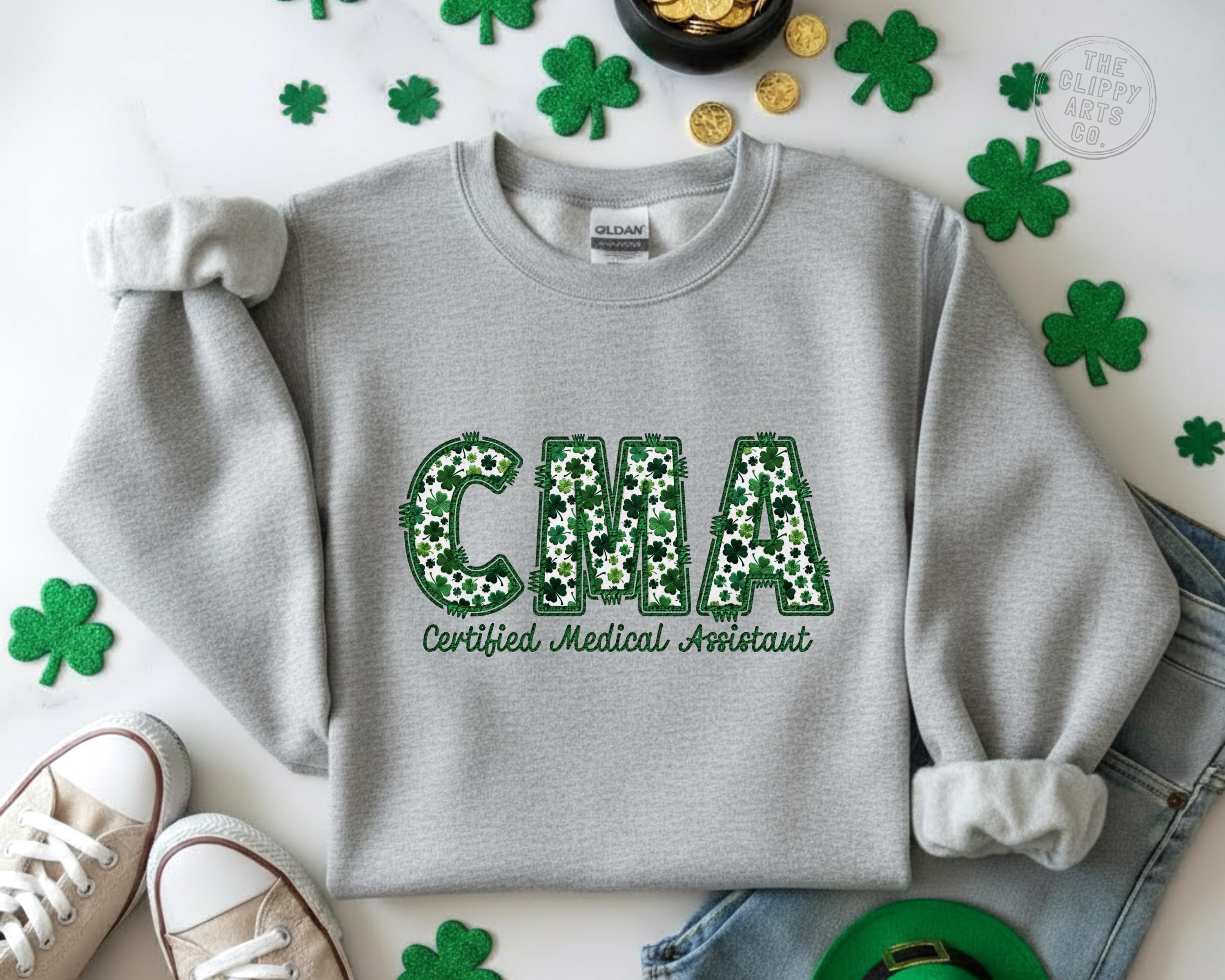 Faux Embroidery CMA PNG, St Patricks Day PNG, Medical Assistant ...