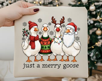 Juste un joyeux oie PNG, mignon oie Noël PNG, coquette de Noël PNG, Goose Santa Png, Noël Png, joyeux Noël Png, Noël girly Png