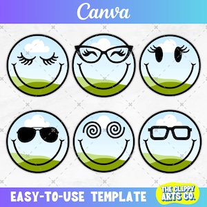 Smiley Face Canva Frame, Canva Doodle Frame, Canva Editable, Frames for Canva, Drag and Drop, Canva Frame Template Bundle, Design Your Own