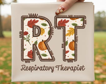 Fausse broderie automne RT PNG, inhalothérapeute, Thanksgiving PNG, png médical, Nicu RT, peds RT, thérapie respiratoire, automne infirmière RT PNG