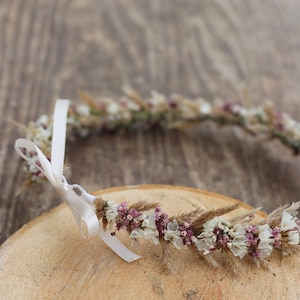 Blumenkranz Haarkranz Kopfkranz Blumenstecker Trockenblumenkranz Kopfschmuck Wiesn Kommunion Hochzeit Brautjungfern JGA Bild 1