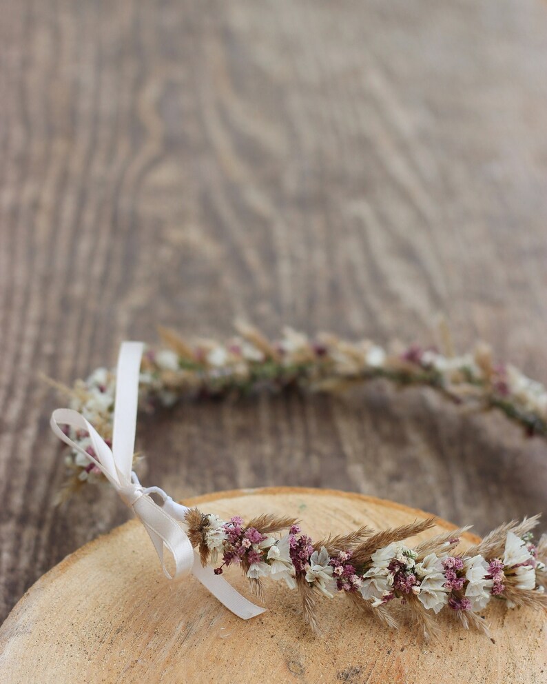 Blumenkranz Haarkranz Kopfkranz Blumenstecker Trockenblumenkranz Kopfschmuck Wiesn Kommunion Hochzeit Brautjungfern JGA Bild 1