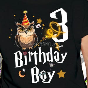 3rd Birthday Boy Magic Funny T shirt Design, Magic Owl 3 Year Old Birthday Boy Png File, Birthday Boy T shirt, 3rd Bday Boy Png