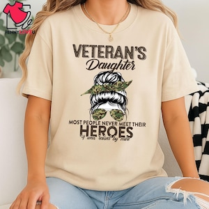 Veteran&#39;s Daughter - Veteran Heroes I Was Raised By Mine, Women Veteran Shirt, Veteran&#39;s Day, US Veteran, Army Dad, Veteran Dad Gift Tees