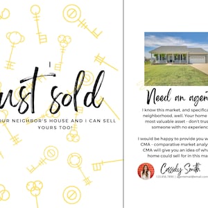 Just Sold Real Estate Postcard/Template/With House Photo