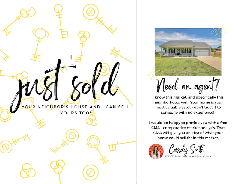 Just Sold Real Estate Postcard/template/with House Photo Etsy