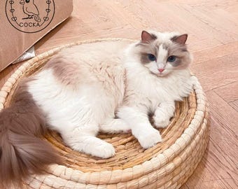 Cat bed Scratcher handmade natural Scratching straw pet bed COCKA