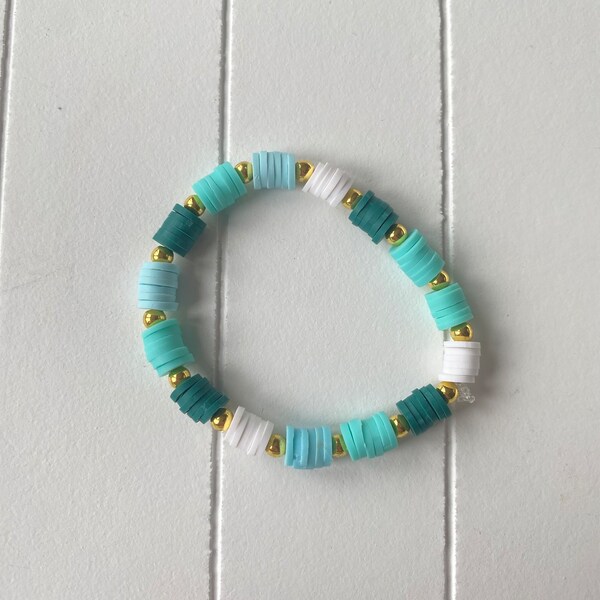 Azure Blue Clay Bead Bracelet