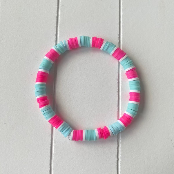 Pink Waves Clay bead bracelet