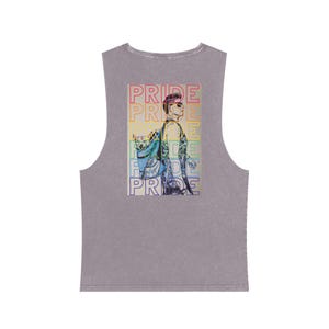 Rainbow Pride uniseks stonewash-tanktop - cadeau voor hondenliefhebber, LGBT-shirt, LGBTQ Pride Festival-shirt, genderinclusieve regenboogkleding