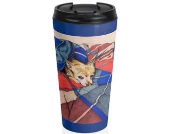 Stainless Steel Travel Mug / Chihuahua in Flannel Blanket