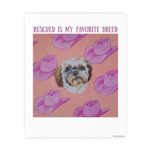 Póster de perro rescatado, decoración para amantes de las mascotas, arte de pared adorable, regalo de rescate de animales, decoración del hogar