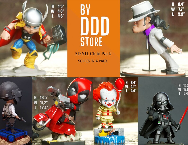 3D STL Chibi Pack 50 Pcs Models 3d Print File High - Etsy Ireland