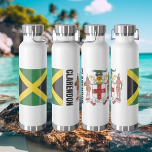Personalize Jamaica Water Bottle Jamaica Flag Clarendon Vacuum Insulated Bottle, 22oz Jamaica Gift  Jamaica Souvenir Jamaica Gift Ideas