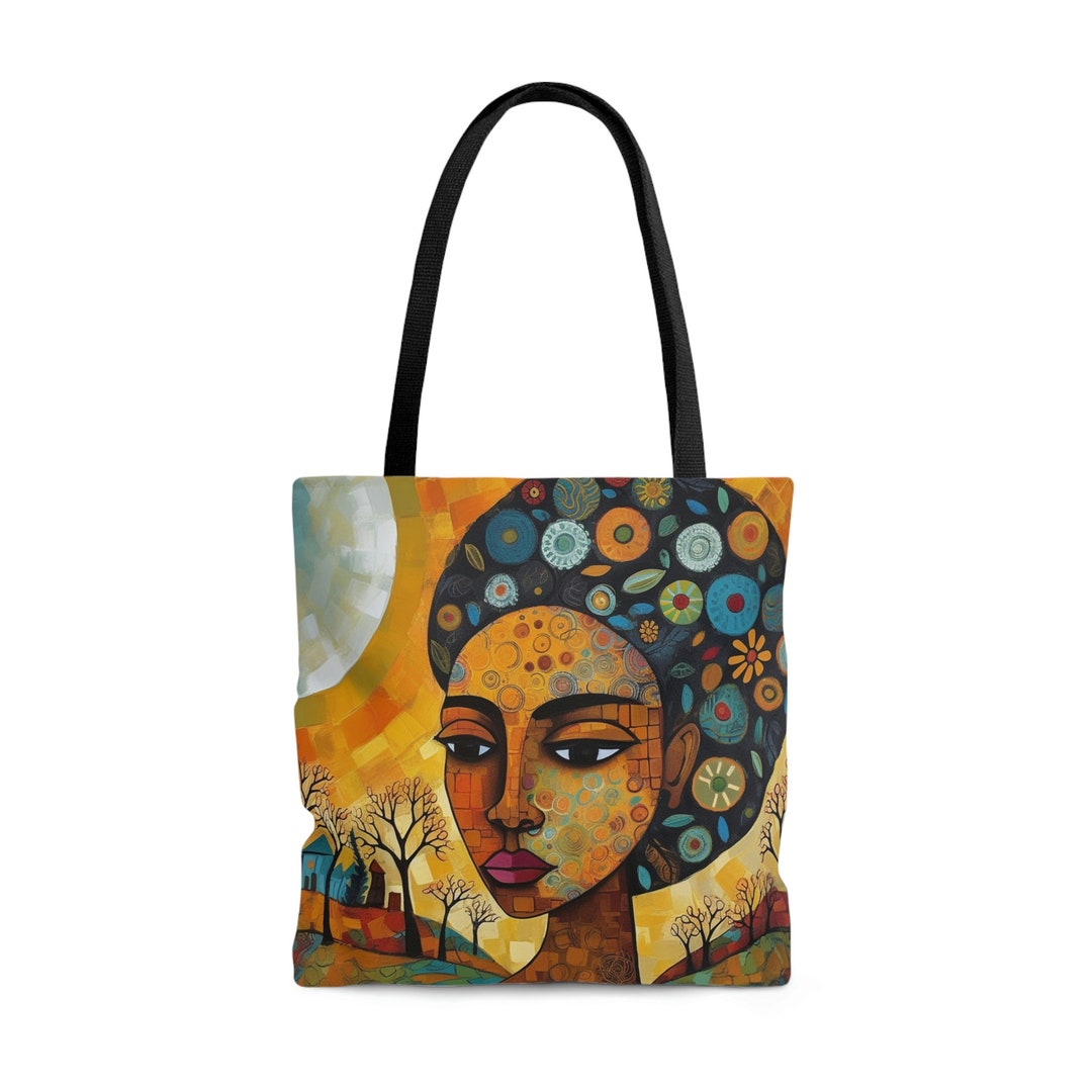 Black Art Tote Bag Tote Bag With African American Woman Tote Bag Black