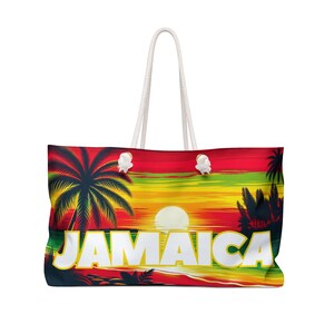 Jamaica Beach Bag Gift For Jamaican Woman Jamaica Vacation Jamaica Tote Bag Jamaica Weekender Bag Sunset Beach Palm Tree Jamaica Tote Bag