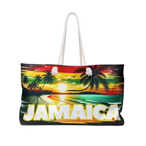 Jamaica Beach Bag Gift For Jamaican Woman Jamaica Tote Bag Jamaica Weekender Bag Jamaica Sunset Beach Palm Tree Jamaica Tote Bag